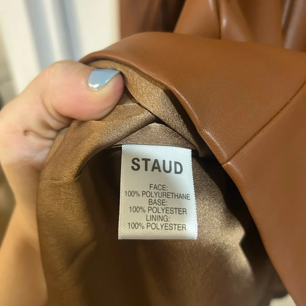 STAUD Oz Faux Leather Belted Dress Size Large - Picture 12 of 16
